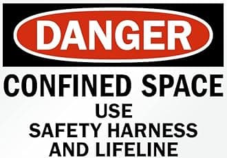 Danger confined space use safety harness and lifeline signage, PVC Waterproof sticker