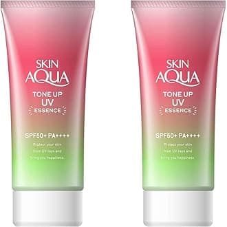 Skin Aqua Sunscreen Tone Up Uv Essence Happiness Aura Rose Color Floral Scent 2.82oz(80g) Set Of 2
