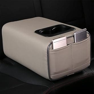 Universal Car Rear Seat Armrest 2 Row Console Box with Cup Holder Arm Rest Backseat Armrest Console Box Second Row Rear Central Armrest Box(Gray-Double Pockets)