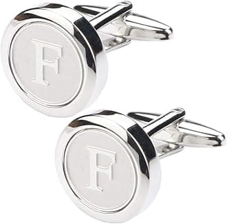 Mens Classic Stainless Steel Initial Cufflinks 26 Alphabet Initial Letter Cufflinks Business Wedding Shirts A-Z