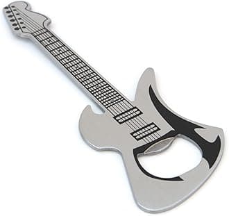 Suck UK Guitar Bottle Opener - Heavy Duty Stainless Steel Flat Bar Blade | Beer Cap Remover | Pub & Home Bar Accessory | Pocket Size Kitchen Gadgets | Novelty Gift for Men & Music Lovers | Rock n Roll