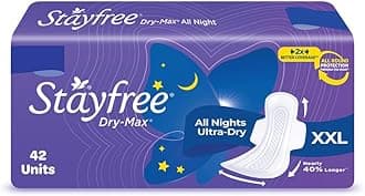 Dry Max All Night XXl Dry Cover Sanitary Pads For Women With Wings, 42 Pieces Pack Of 1