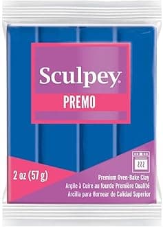 Sculpey Premo Polymer Oven-Bake Clay, Cobalt Blue, Non Toxic, 2 oz. bar, Great for jewelry making, holiday, DIY, mixed media and home décor projects. Premium clay Great for clayers and artists.