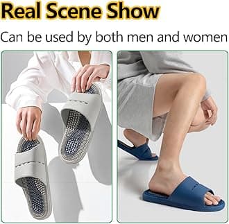Acupressure Massage Slippers Acupressure Foot Massager Shoes Reflexology Sandals Gift for Men Women Reduce Feet Neuropathy Pain Relief and Tension (Blue2,US Women 8-9/ Men 6.5-7.5)