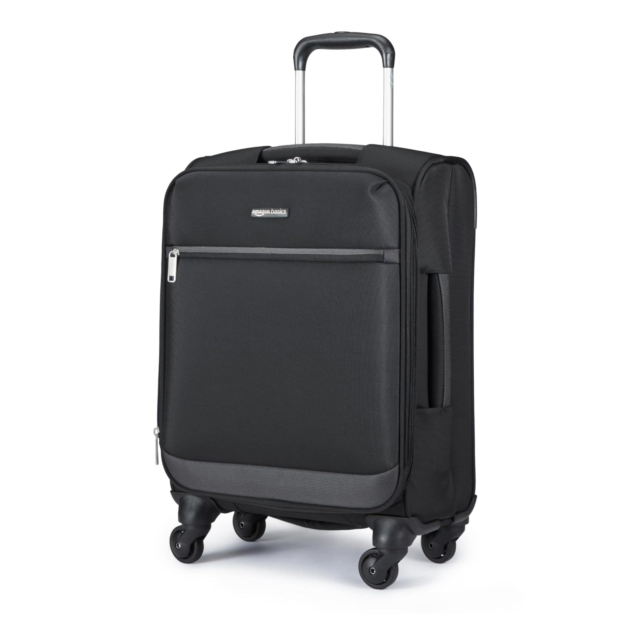 – Luggage, 21" Medium Carry-On Softside Suitcase with Wheels, with Four 360-Degree Multi-Directional Spinner Wheels, Expandable Space, Zippered Pocket and Straps, Telescopic Handle, Black