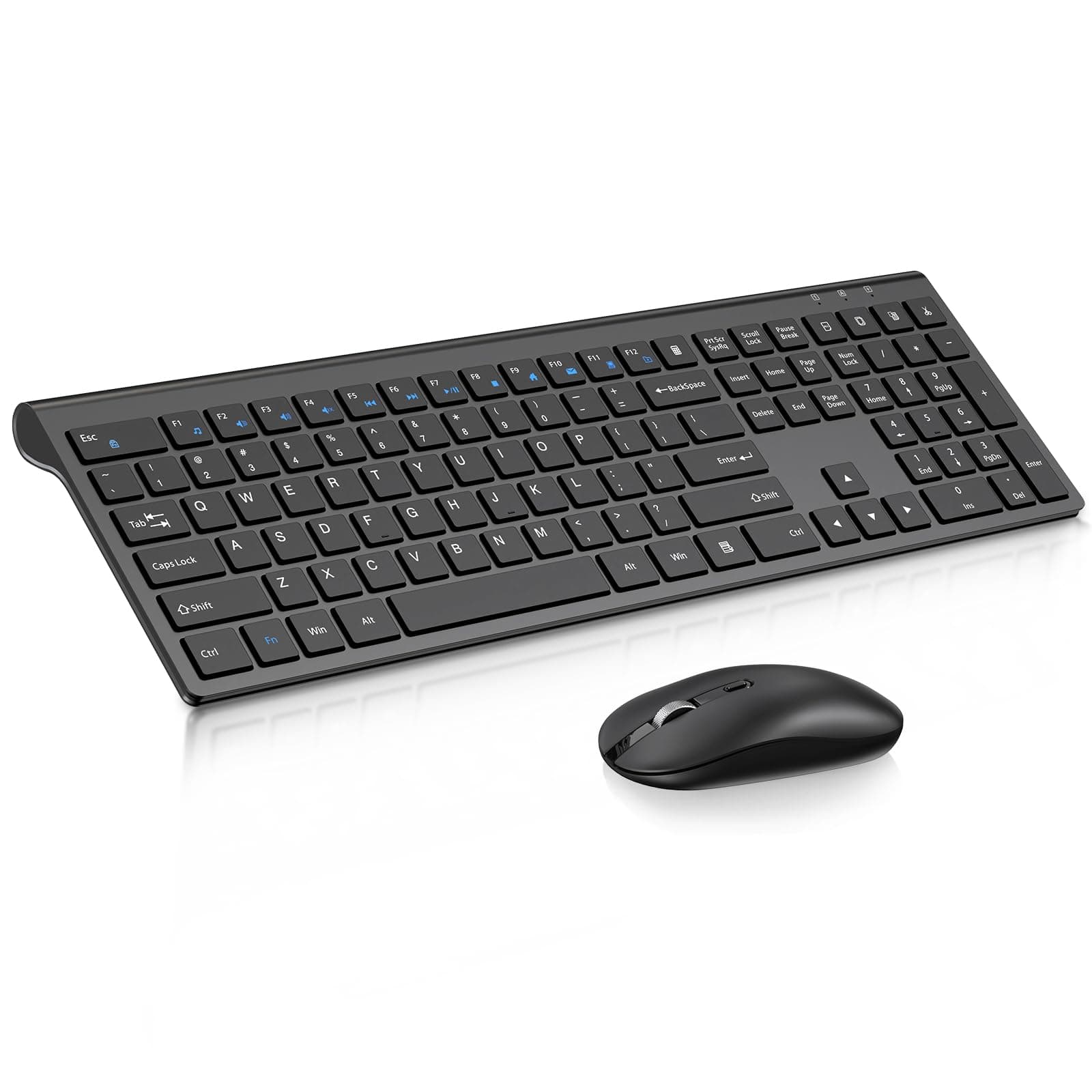 cimetech Wireless Keyboard and Mouse Combo, 2.4G USB Full Size Wireless Computer Keyboard and Adjustable Mouse for Computer/Laptop/PC/Mac/Windows - Black