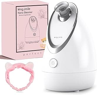 Kingsmile Facial Steamer for Face, 3 in 1 Face Steamer for Facial Deep Cleaning, Compact Nano Steamer - Aromatherapy, Adjustable Nozzle Warm Steam for Home SPA, Face Steamer for Sinuses with Hairband