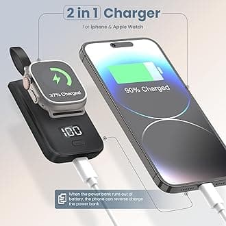 Portable Charger for Apple Watch Wireless: 2500mAh Power Bank with Magnetic Charger for Apple Watch Series 9 8 7 6 5 4 3 2 1 SE UItra UItra 2 and Phone Black