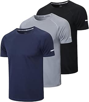 Gaiatiger 3 Pack Mens T-Shirts Quick Dry Running Tops Moisture Wicking Active Athletic Gym Men Short Sleeve Clothes(520)-Black Grey Nave-4XL