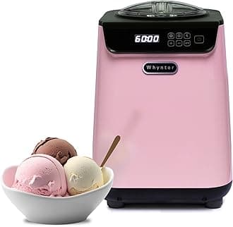 Ice Cream Maker Machine Automatic 1.28 Qt Upright with Built-In Compressor, LCD Digital Display & Timer, No Pre-Freezing, ICM-128BPS, Black/Pink