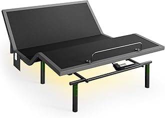 Marsail Adjustable Bed Queen, Head and Foot Incline Adjustable Bed Frame with Under-Bed Nightlight, Fast Assembly Zero Gravity Base, Wireless Remote Control, 4 USB Ports & 4 Height Options