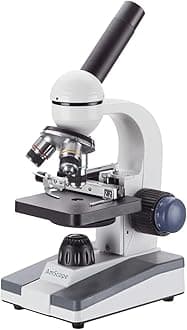 AmScope 40X-1000X Student Biological Compound Microscope with Sturdy All-Metal Framework, Optical Glass Lenses, Mechanical Stage and Coarse & Fine Focusing