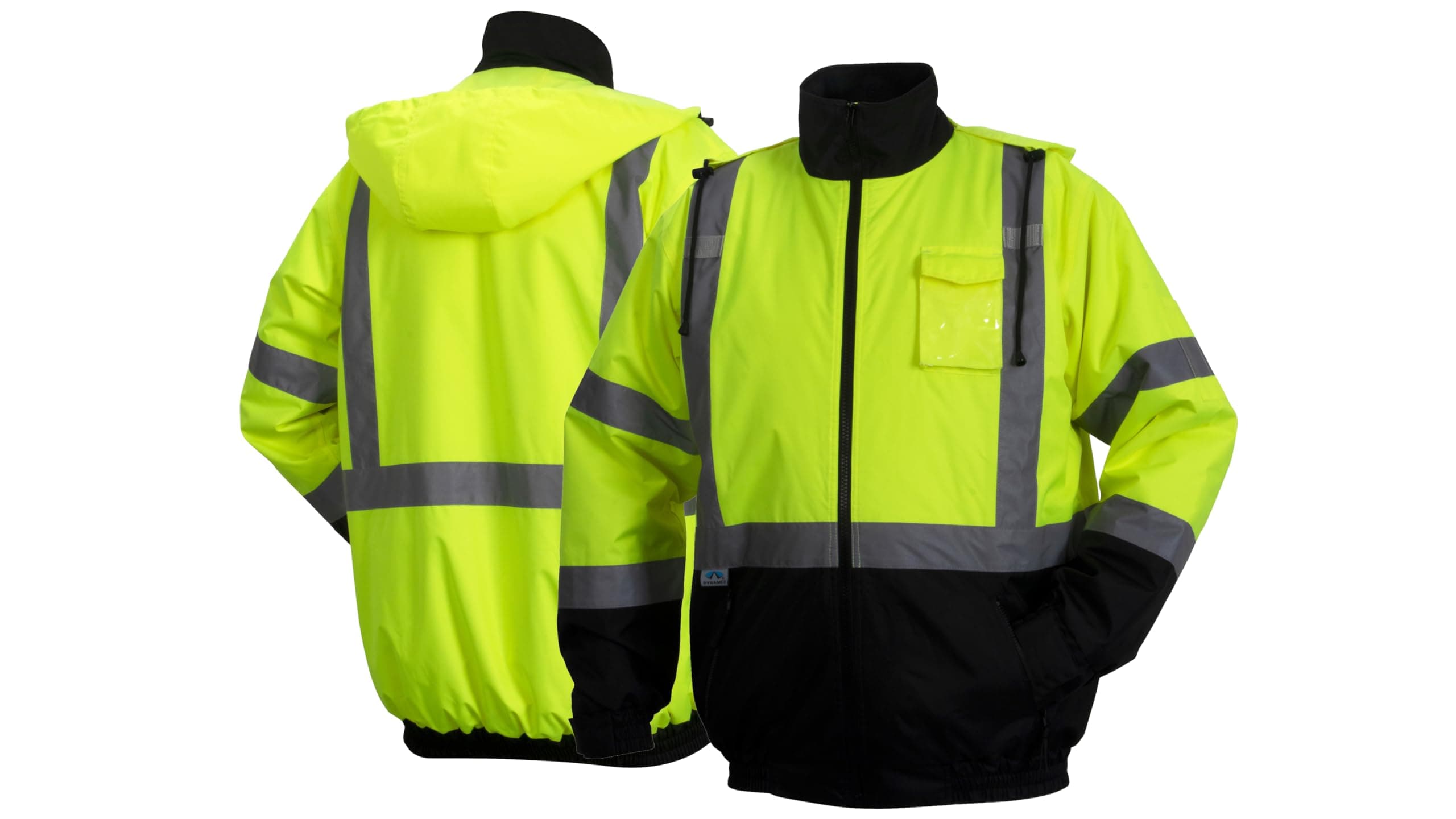 Pyramex RJ3210 TALL Series HI VIS Lime Waterproof Bomber Safety Jacket With Quilted Liner ANSI Class 3 Type R Size Tall