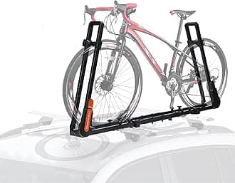 TOOENJOY Rooftop Bike Rack for Car SUV, Upright Roof Mount Bicycle Rack with 2 Arms for Movable Crossbar, 1 Bike Carrier