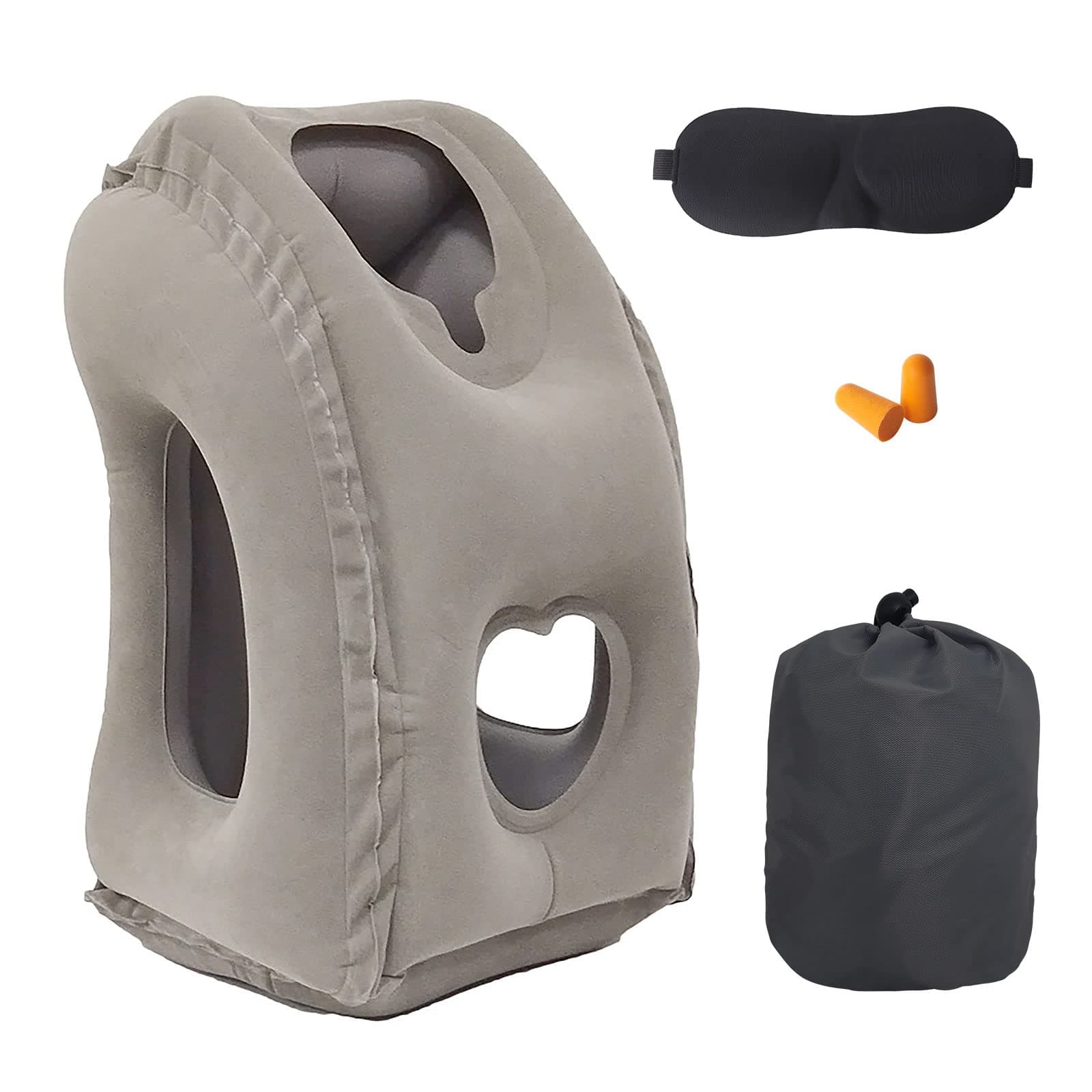 THMINS Inflatable Neck Pillow Used for Planes,Airplanes,Cars,Buses,Trains,Office Napping, Travel Accessories(Gray)……