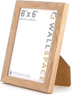 Wall Space 8x6 Oak Frame | Light Oak Photo Frames 8x6 inches | Real Solid Oak Picture Frames | 8 x 6 Inch Oak Photo Frame | All Wooden 8x6 Photo Frames are made from SOLID WOOD and have REAL GLASS