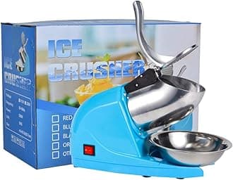 Electric Ice Crushers Machine Ice Snow Cone Maker  Professional Double Blades Stainless Steel Ice Shaver Machine for Home Commercial Use (Blue)