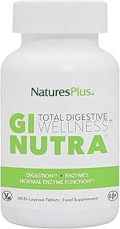 NaturesPlus GI Natural Total Digestive Wellness - 90 Bi-Layered Tablets - with L-Glutamine, Probiotics, Prebiotics & Enzymes - Gluten Free - 30 Servings
