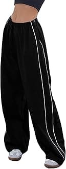 Himosyber Women's Parachute Pants Baggy Elasitc Waist Relaxed Y2K Track Pant Trousers