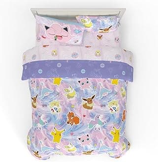 Franco Pokemon Girl Anime Kids Bedding Super Soft Comforter and Sheet Set with Sham, 7 Piece Full Size, (Official Licensed Product)