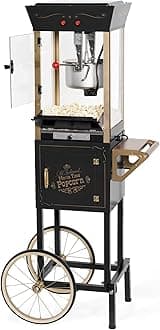 Nostalgia Popcorn Maker Machine - Professional Cart With 8 Oz Kettle Makes Up to 32 Cups - Vintage Popcorn Machine Movie Theater Style - Black