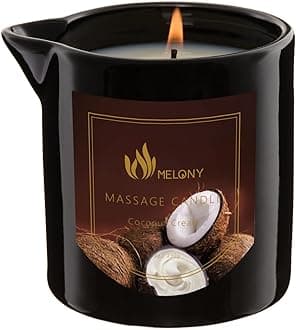 MELONY Massage Oil Candle | Great for Calming, Soothing and to Relax | with Natural Soy Wax | 8.1oz (Coconut Cream)