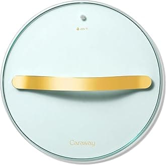 Glass 12" Glass Lid For Pots & Pans - Made With Tempered Glass - Sized to Fit Caraway Ceramic-Coated & Stainless Steel Cookware - Gold