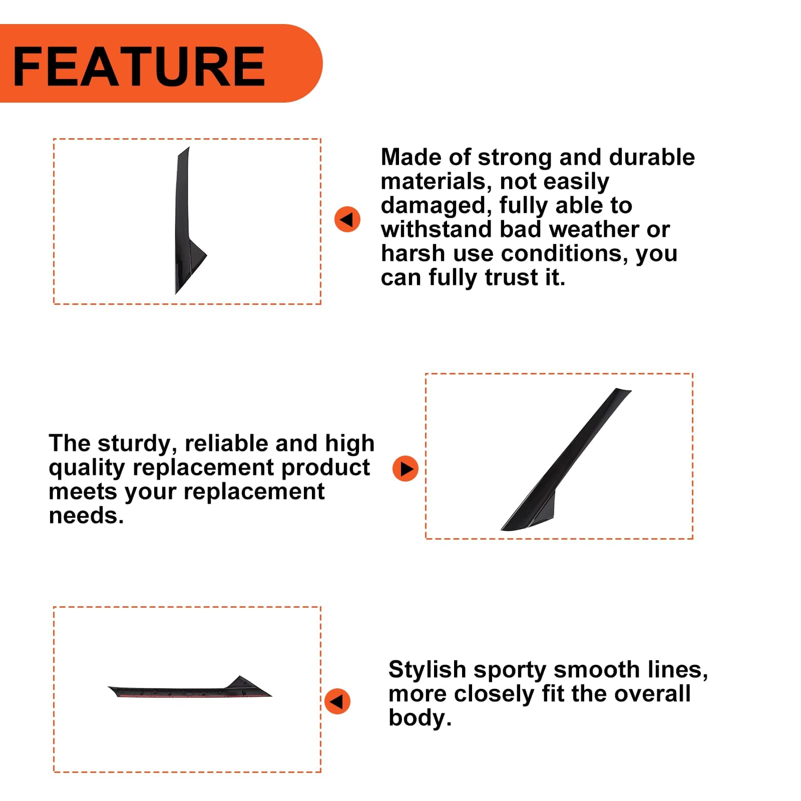 ECOTRIC Left A-Pillar Molding Windshield Outer Trim Compatible with 2011-2019 Ford Explorer 4 Door Utility Replace for BB5Z-7803145-AA, BB5Z-7803137-AB W/Side Tape (Driver Side)