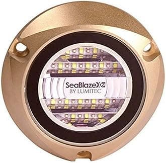 Lumitec SeaBlazeX2 Underwater LED Light - 6000 Lumens, Dual Color White/Blue & RGBW Spectrum - Solid l Bronze - PLI Enabled, Easy Surface Mount Design - 3-Year Warranty - Boat Lighting, White/Blue