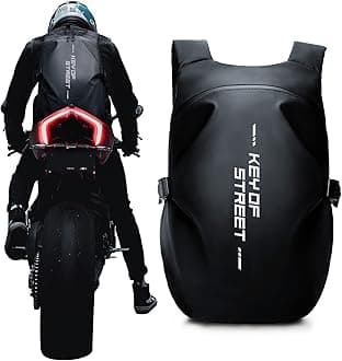 WEPLAN 20 Litres Motorcycle Backpack, Waterproof Helmet Backpack for Men - Black Large - Biker Style