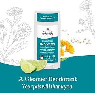 Earth Mama Ginger Fresh Deodorant | Safe for Sensitive Skin, Pregnancy and Breastfeeding, Contains Organic Ginger and Lime with No Fragrance Chemicals, 3-Ounce (2-Pack)