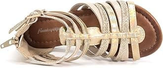 FUNKYMONKEY Girls Gladiator Strap Sandals Flat Fisherman Thong Cross Strappy Sandals