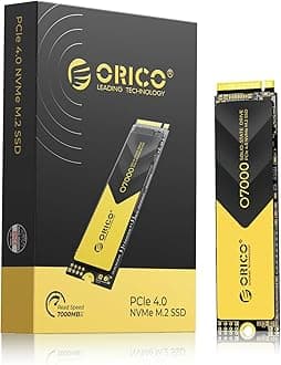 ORICO 512GB NVMe SSD PCIe 4.0- Up to 7000MB/s, M.2 SSD 2280 PCIe 4.0X4 Internal Solid State Drive, Fast Heat Dissipation, Compatible with macOS Windows for Gamers and Creators-O7000 (512GB)