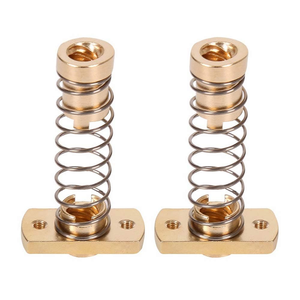 2-Pack CR10 Z axis T8 Anti Backlash Spring Loaded Nut Elimination Gap Brass Nuts for Upgrade Ender 3 Ender 3s Ender 3 Pro V2 CR-10 Tornado 3D Printer 8mm Acme Threaded Rod (Nuts)