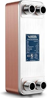 4"x12" 30 Plates Heat Exchanger with 1" MPT Port Water to Water 316L Stainless Steel Brazed Plate Heat Exchanger for Water Heating, Floor Heating, Commercial and Industrial Refrigeration