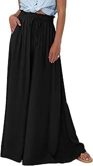 Women's 2026 Summer Wide Leg Palazzo Pants High Waisted Flowy Pockets Trendy Casual Lounge Boho Beach Trousers