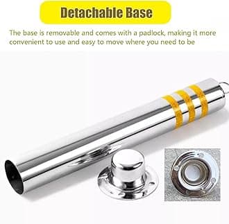 Stainless Steel Parking Bollards for Driveway，Removable Reflective Warning Traffic Delineator Post with Expansion Bolts & Lock, for Streets