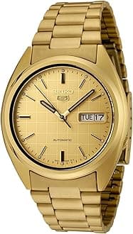 Men's SNXL72 Seiko 5 Automatic Gold Dial Gold-Tone Stainless Steel Watch