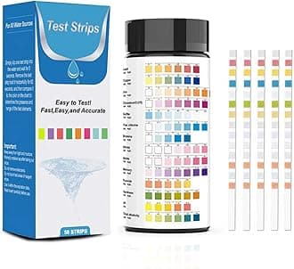 Qpets® 50pcs Water Testing PH Testing Strips, 14 in 1 Water Testing Kit Aquarium Test Strips Professional Freshwater Water Testing Kit for PH GH&KH Nitrite Nitrate Chlorine Carbonate