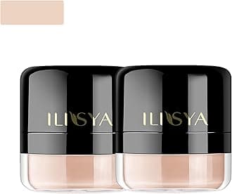 Setting Powder Lightweight Loose Powder Finishing Powder Long-Lasting Face Powder Waterproof with Soft Mushroom Powder Puff & Mirror, Matte Finish (Light Apricot/Translucent)-2 Boxes