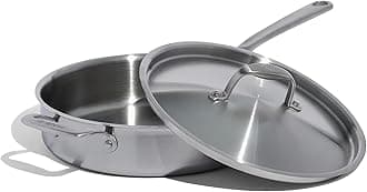 Cookware - 3.5 Quart Stainless Steel Saute Pan - 5 Ply Stainless Clad - Professional Cookware - Induction Compatible - Crafted in Italy