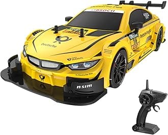 GoolRC RC Drift Car, 1:16 Scale 4WD 40KM/H High Speed RC Racing Car, 2.4GHz Electric Sport Drifting with Headlight, Drifting & Racing Tires for Adults (Yellow)