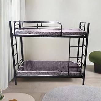 Metal Bunk Bed Without Storage Without Mattress (2.5 x 6 Feet, Black Powder Coated)