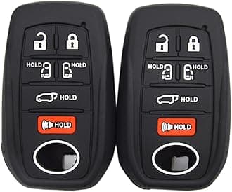 Silicone Key Fob Cover Case for Toyota Sienna XSE Platium AWD 2021 2022 2023 2024 2025 6 Buttons Remote Keyless