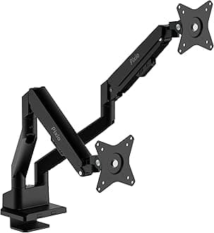 Pixio PS1D Wave Black Dual Monitor Arm Stand Desk Mount - Fits up to 32 inches Monitors and up to 19.8lbs. VESA Compatibility and Integrated Cable Management