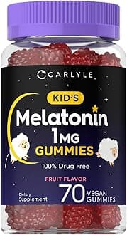 Carlyle Kids Melatonin Gummies | 1 mg 70 Count | Fruit Flavor Gummy | Vegan, Non-GMO, Gluten Free