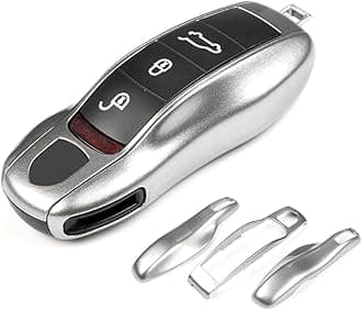 GT Silver Key Fob Cover Compatible with Porsche Key Shell Key Fob Shell Replacement Compatible with Porsche Cayenne Panamera 911 718 Macan Boxster Cayman Old Style