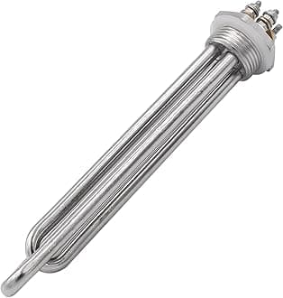 Dernord 12v 600watt DC Immersion Heater Submersible Water Heater Element Stainless Steel Heating Element with 1 Inch NPT Fitting Double U Type