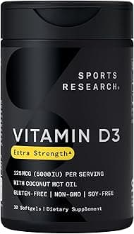 Vitamin D3 with Coconut Oil (125mcg, 5000 IU, 30 Softgels)