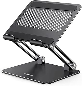 - UGREEN Tablet Stand Holder for Desk, Dual Rod Support Desktop Mount, Adjustable Foldable Dock, Multi-Angle Riser Compatible with iPad Pro Air Mini, Black